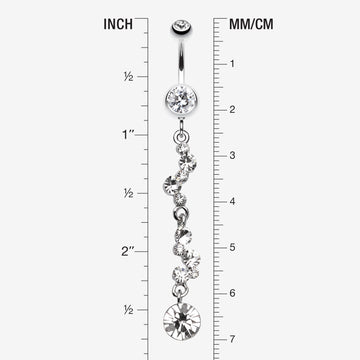 Detail View 1 of Crystal Journey Swirl Belly Ring-Clear Gem